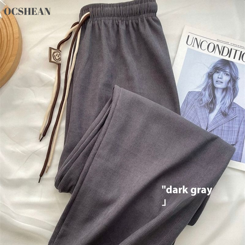 OCSHEAN | Ultra-Fine Wide-Leg Pants for Women Spring and Autumn New Casual Long Pants Wide-Leg Pants ราคา 117 บาท*ส่งฟรี